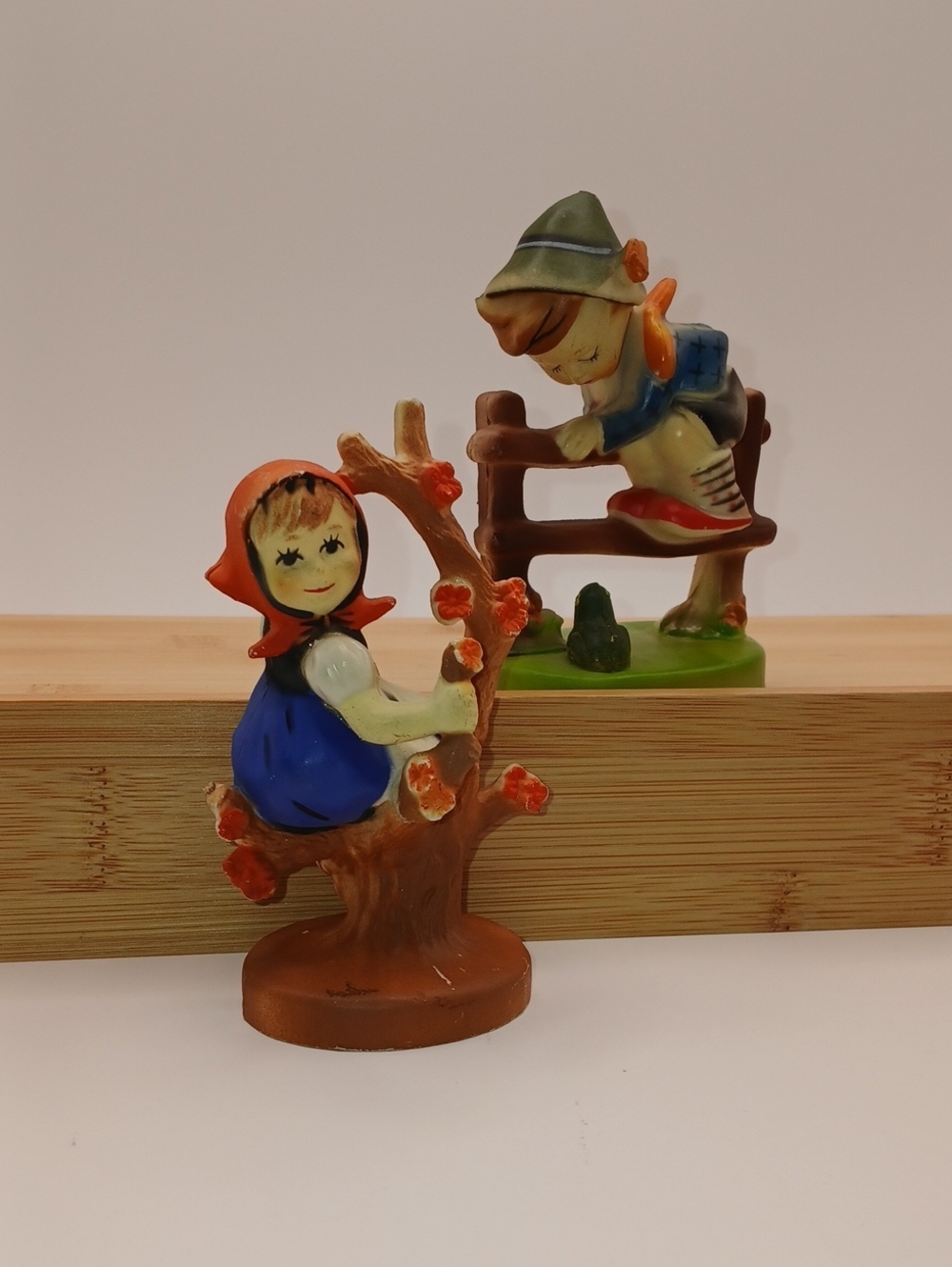 Hard Plastic Style of Hummel Figurines Boy & Girl